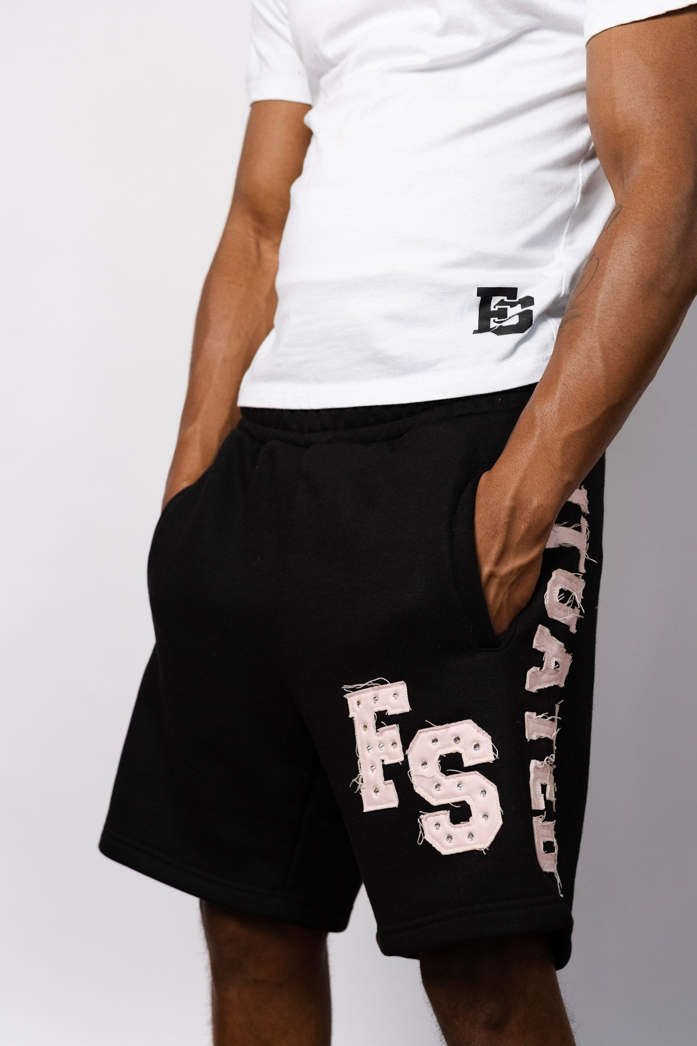 FS BLACK & PINK RHINESTONE SHORTS