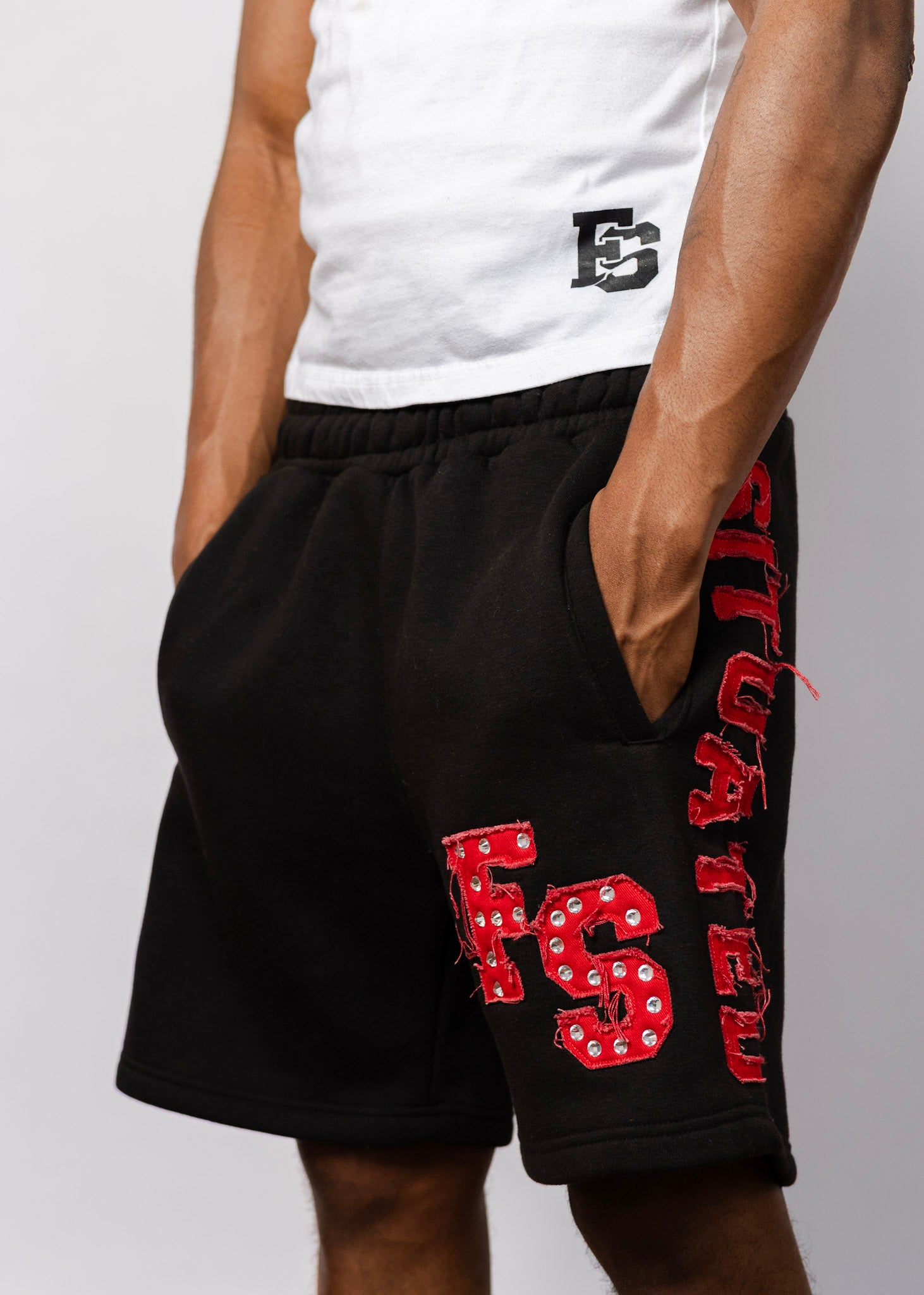 FS BLACK & RED RHINESTONE SHORTS