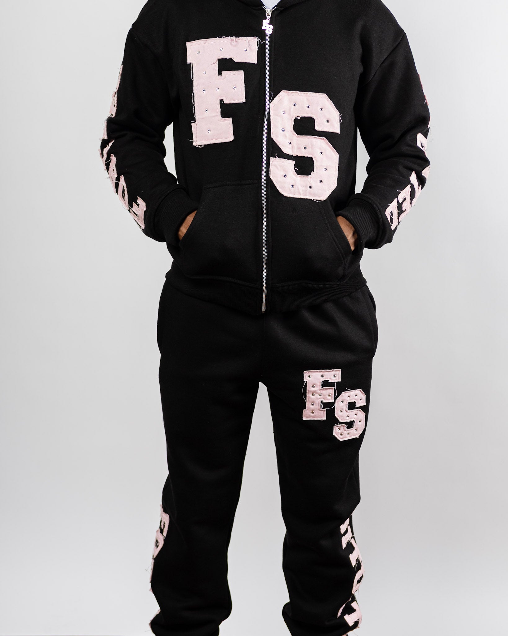 FS BLACK & PINK RHINESTONE SET