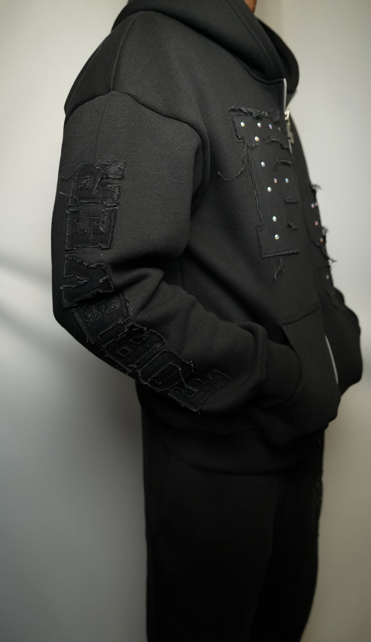 MIDNIGHT BLACK RHINESTONE SWEATSUITS