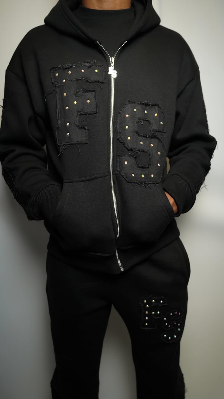 MIDNIGHT BLACK RHINESTONE SWEATSUITS