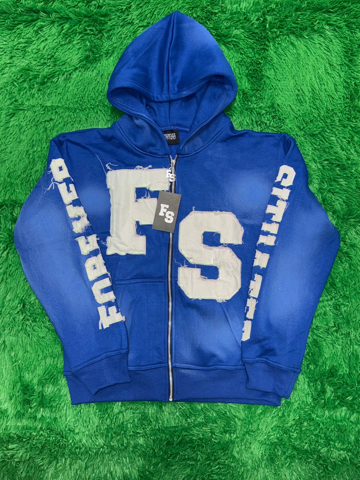 Forever Situated Royal Blue Zip-Up Sweatsuit